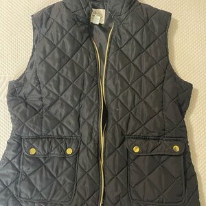 Quilted Black Vest with Gold Accents